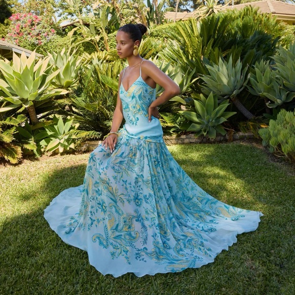 Hemant & Nandita Wani Paisley Maxi Gown Dress XS - Picture 1 of 10